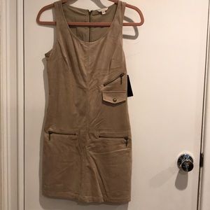 Faux Suede Shift Dress with Pockets